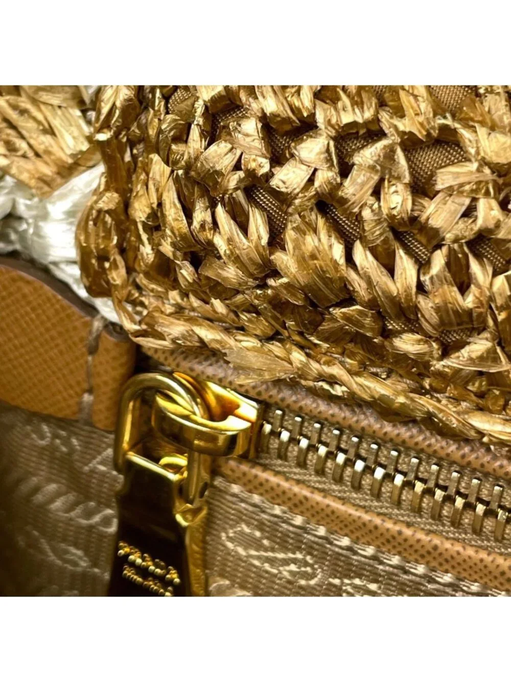 Prada Canapa Tote Raffia Brown